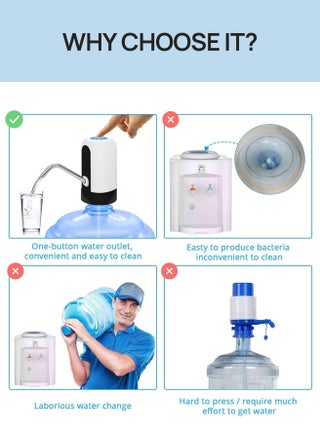 Electric Water Bottle Pump USB Charging Automatic Drinking Water Pump for Universal 3-5 Gallon Bottle Portable Water Dispenser for V60 Kettle Home Camping and Coffee Corner - view 3